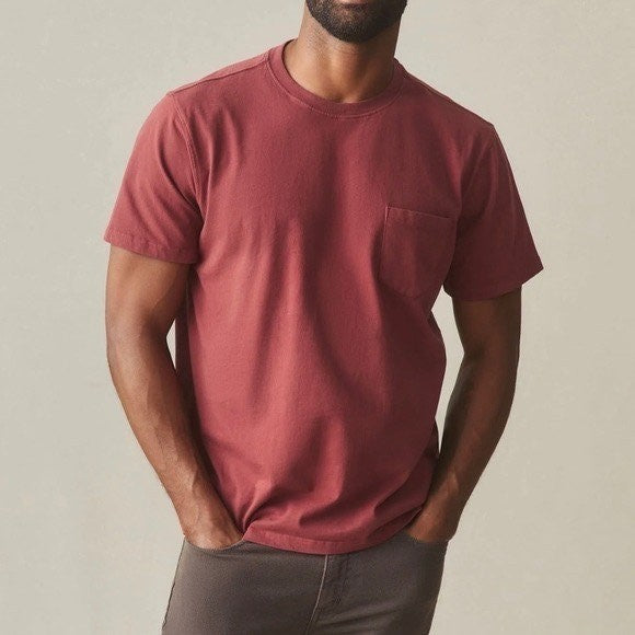 American Giant Pocket Tee Shirt Mens Medium Red Cotton Heavyweight Jersey Casual