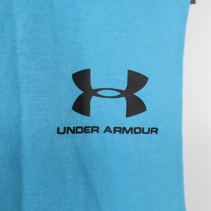 Under Armour Mens Left Chest Cut Off Tank Blue Sleeveless Gym Shirt 1329286 L