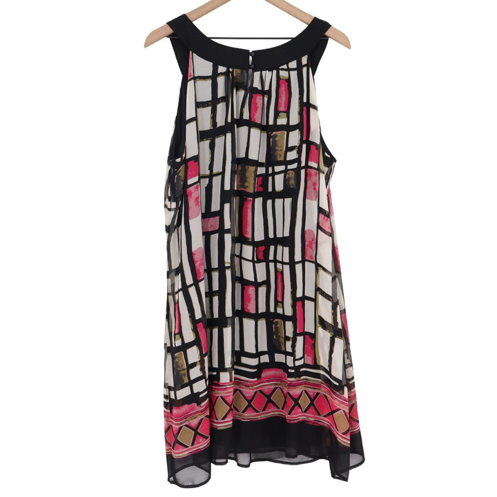 Fashion Bug Dress Womens 22W Shift Black Pink Geometric Crochet Neck Excellent