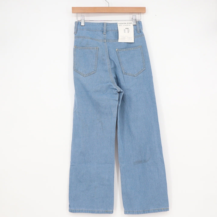 Fashion Jeans Light Wash High Waisted Wide Leg Denim Pants Size Small