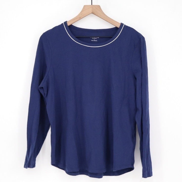 Charter Club Intimates Doorbuster Pajama Top Womens Large Navy Cotton Crew Neck