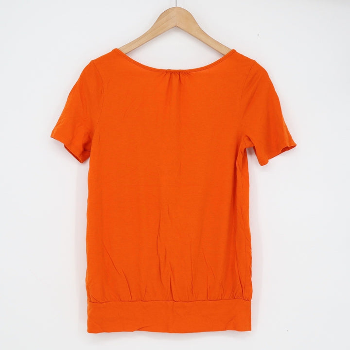 Old Navy Womens Scoop Neck Keyhole Short Sleeve Banded Hem T-Shirt Orange Small
