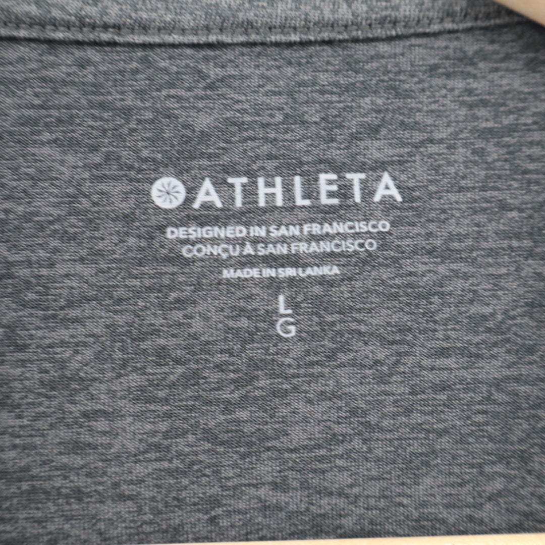 Athleta T-Shirt Womens Large Charcoal Gray High Low Hem Crew Neck Short Sleeve