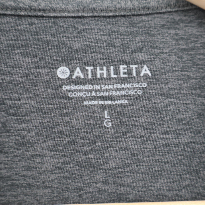 Athleta T-Shirt Womens Large Charcoal Gray High Low Hem Crew Neck Short Sleeve
