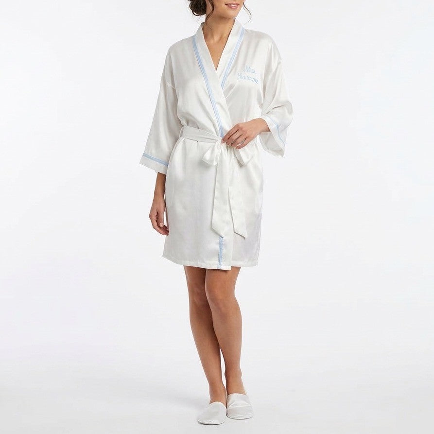 Linea Donatella The Mrs. Wrap Robe Womens Medium White Stretch 3/4 Dolman Sleeve