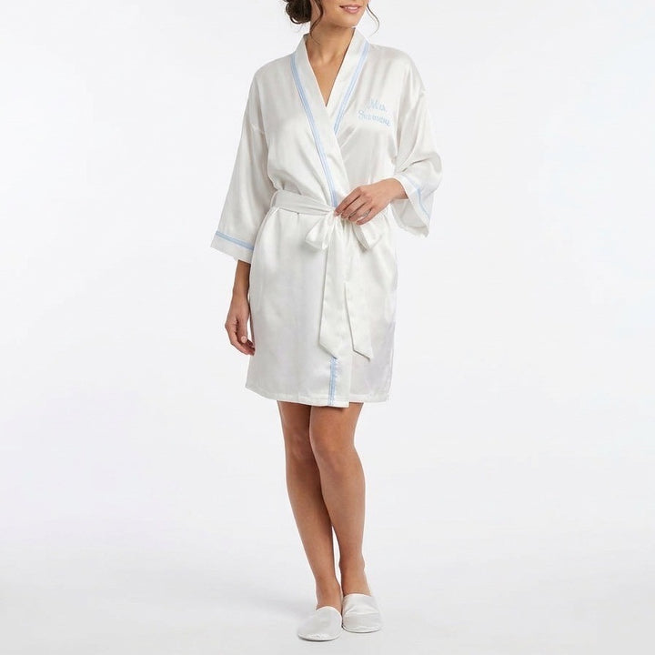 Linea Donatella The Mrs. Wrap Robe Womens Medium White Stretch 3/4 Dolman Sleeve