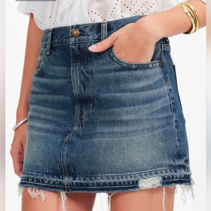 Madewell Postage-Stamp Denim Mini Skirt Croswell Wash Size 32