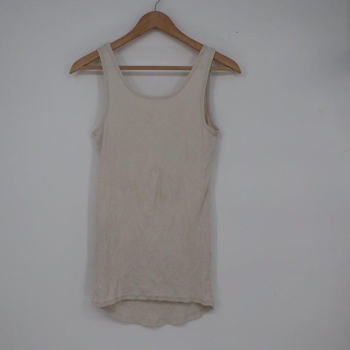 Motherhood Maternity Ribbed Tank Top Cream Beige Scoop Neck Size S