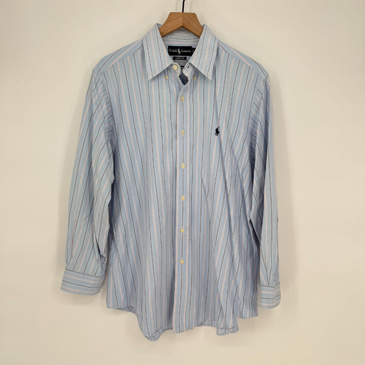 Ralph Lauren Dress Shirt Mens 16.5 Multicolor Striped Classic Fit Button Down
