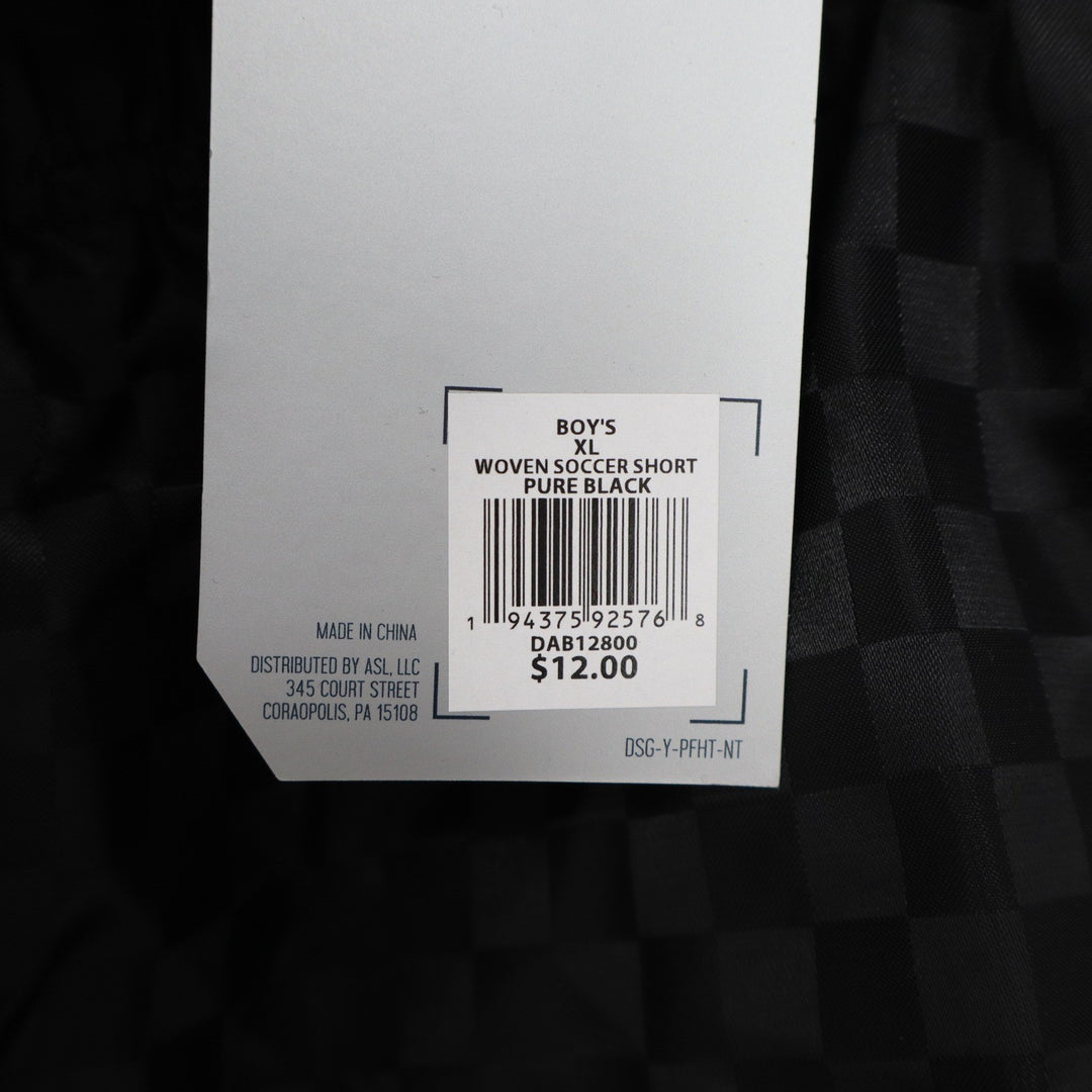 DSG Boys XL 18 Woven Soccer Shorts Pure Black Checkerboard