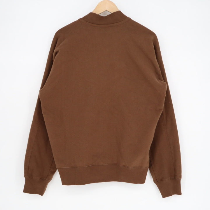 American Giant Bomber Jacket Mens Small Brown Logo Fleece Lined Cotton Full Zip
