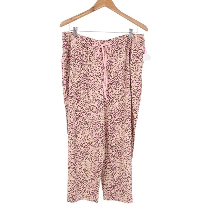 Cuddl Duds Pajama Pants Women XL Pink Stretch Leopard Print Drawstring Sleepwear