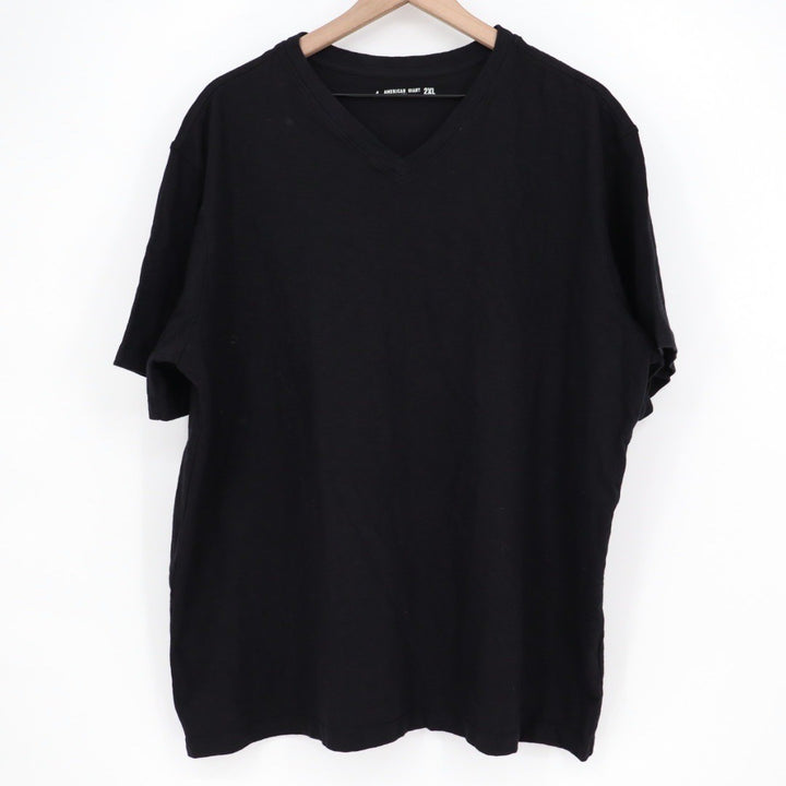 American Giant Mens V Neck T Shirt Black 2XL Made in USA Cotton Casual