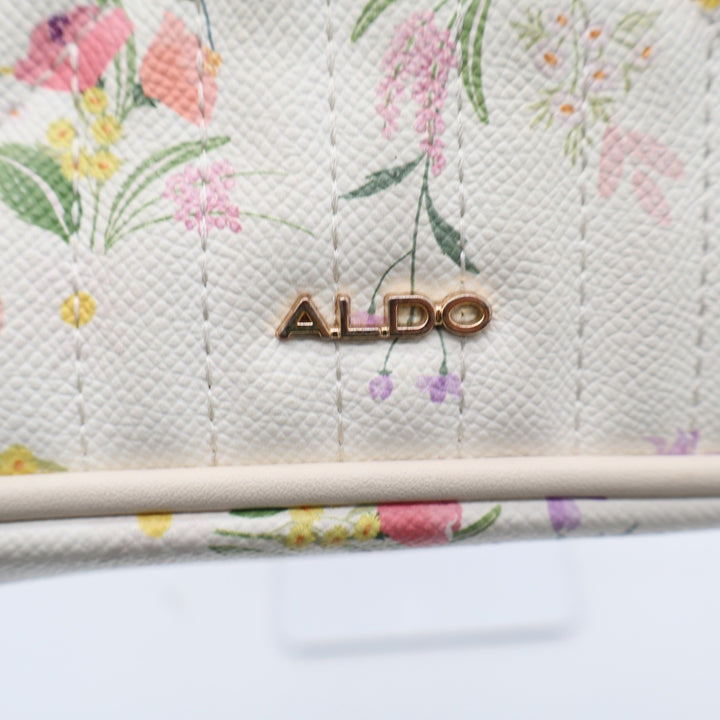 Aldo Shoulder Bag Womens Small Floral Quilted Cream Lion Medallion Good