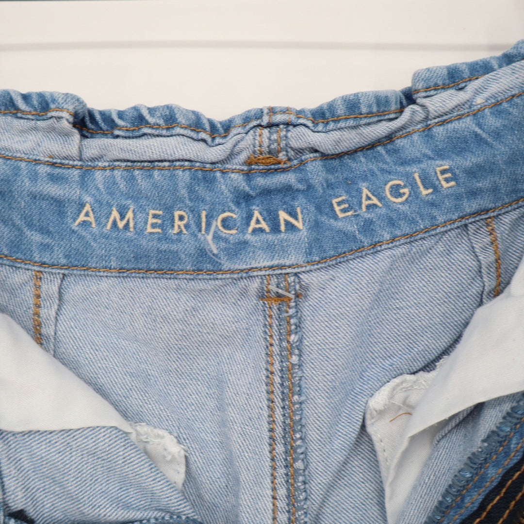 American Eagle Shorts Womens 6 Mom Short Blue Paperbag Waist Belted Excellent