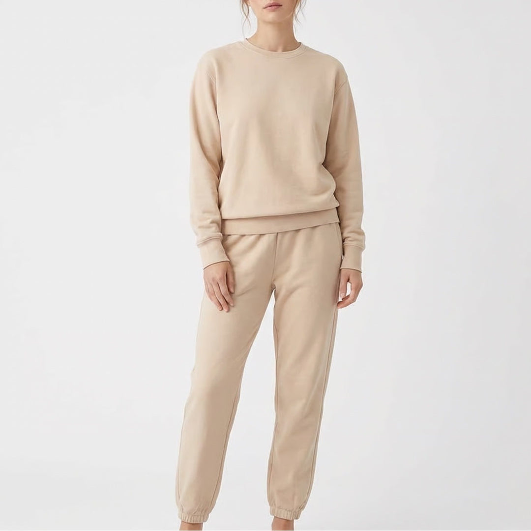 Naked Wardrobe XL Tan Beige Sweatshirt Jogger Sweatpants Set