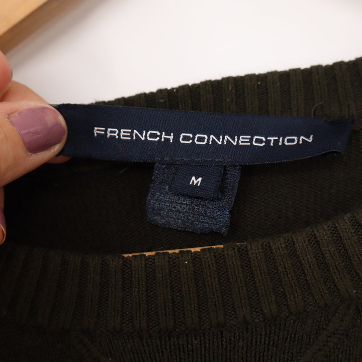 French Connection Mens M Olive Green Raglan Crewneck Knit Sweater