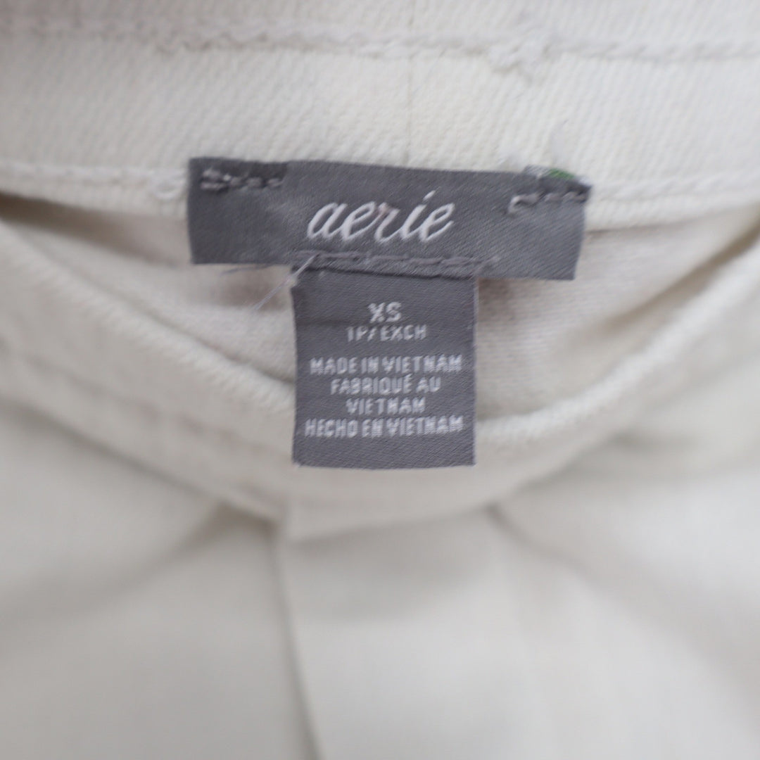 Aerie White Distressed Denim Shorts Frayed Raw Hem XS