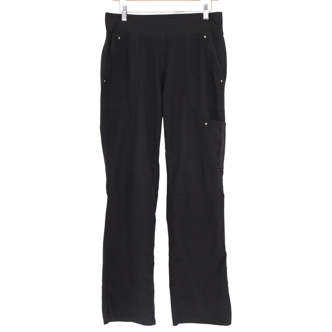 Tree Of Life Cargo Pants Women Medium Black Patch Pockets High Rise Straight Leg