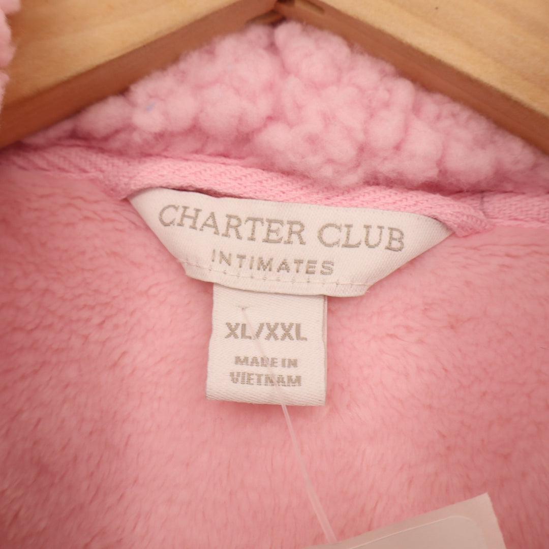 Charter Club Intimates Bathrobe Womens XL/2XL Pink Fleece Pockets Shawl Collar