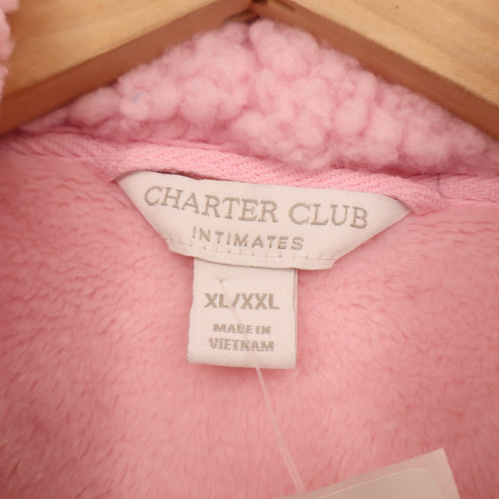 Charter Club Intimates Bathrobe Womens XL/2XL Pink Fleece Pockets Shawl Collar