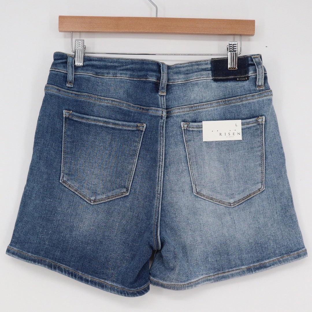 Risen Jeans Womens Blue Combo Two Tone Button Fly Denim Shorts Size L 8