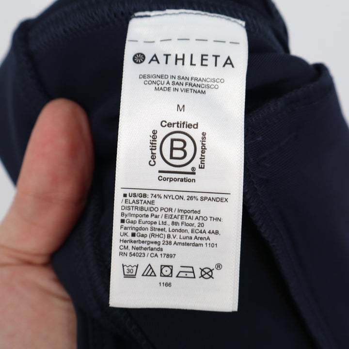 Athleta Womens Navy Blue High Rise Ankle Zip Leggings Front Seam Size M 8
