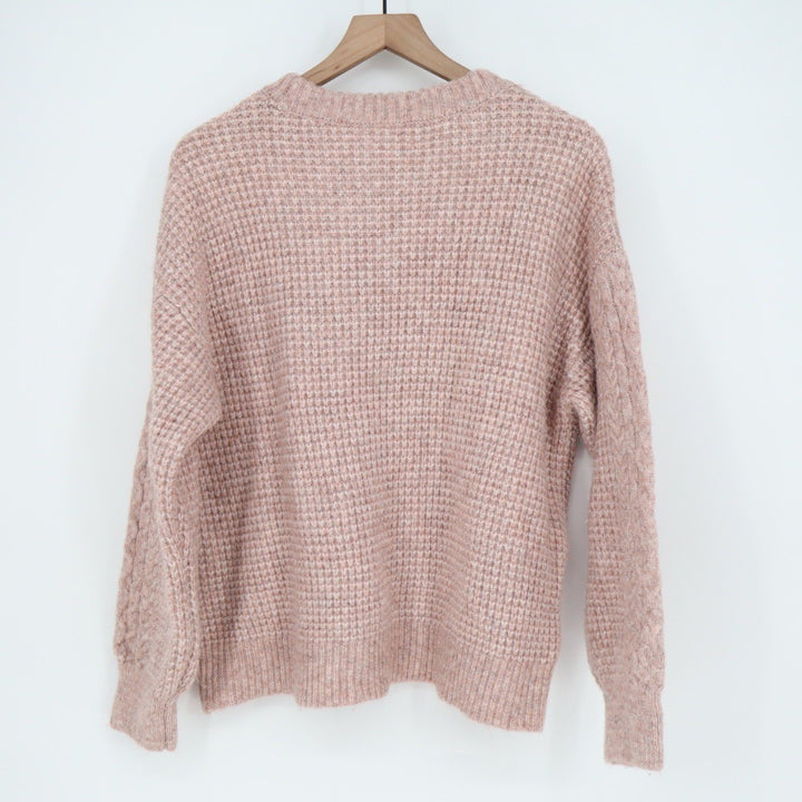 LC Lauren Conrad Pink Cable Knit Metallic Sparkle Sweater Size Large