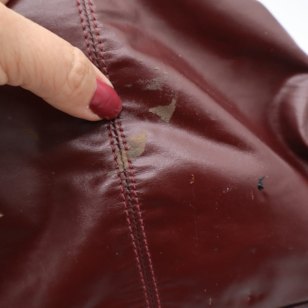 Unbranded Hobo Bag Womens OS Slouchy Burgundy Leather Large Zip Top Good