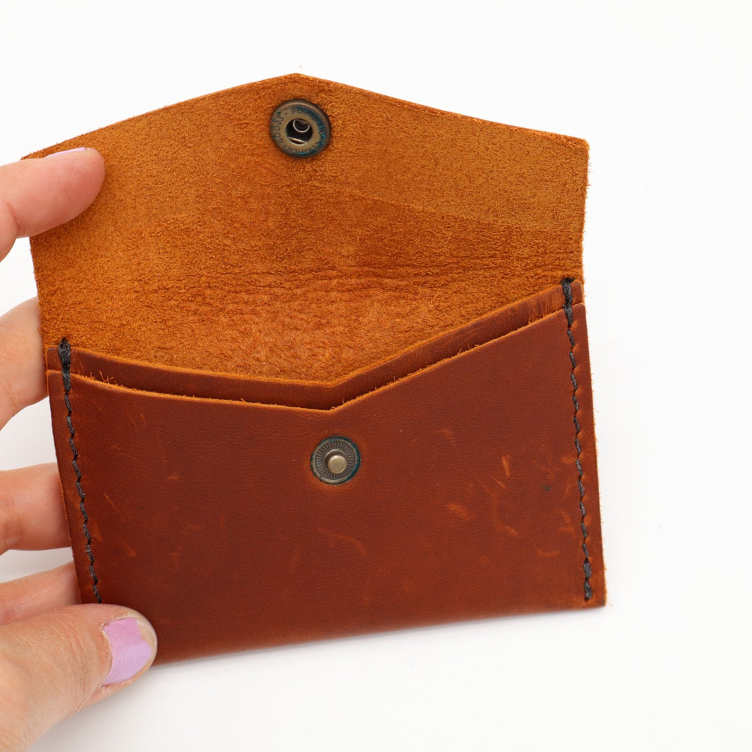 Portland Leather Goods Mini Envelope Wallet Womens Brown Two Interior Pockets