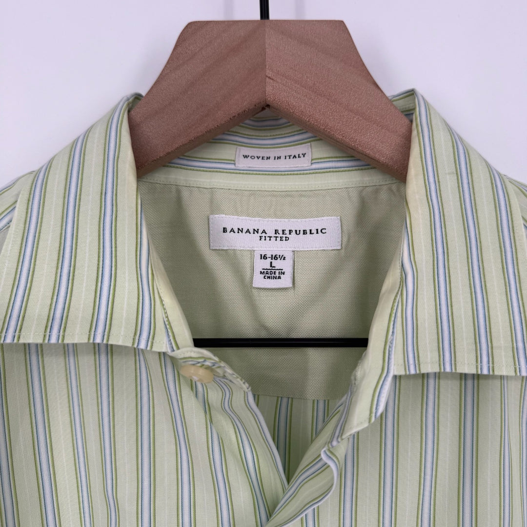 Banana Republic Dress Shirt Mens 16.5 Multicolor Striped Cotton Fitted Business