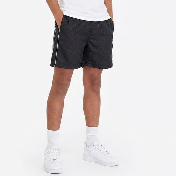 DSG Boys Black Checkered Woven Soccer Shorts Size L 14-16 NWT