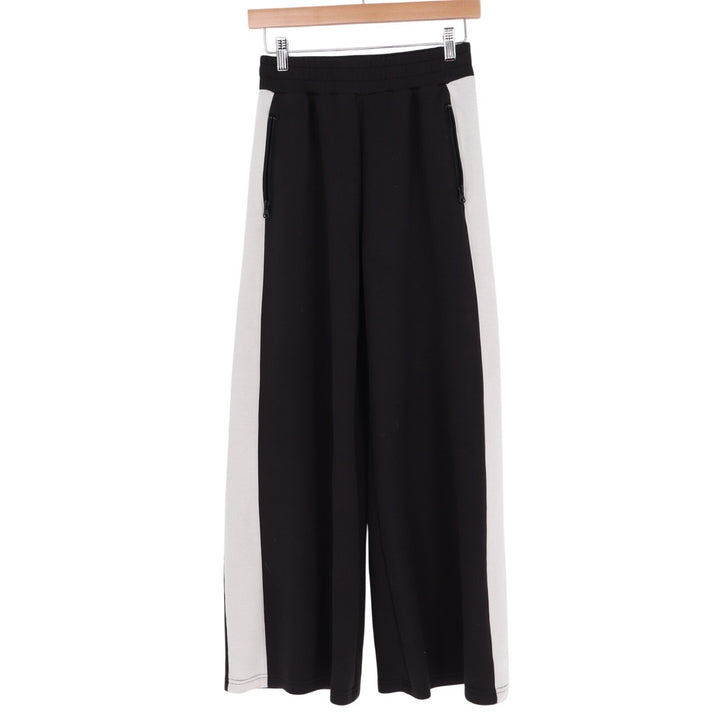 Womens Wide Leg Pants Small Black White Modal Stretch Elastic Waist Side Panels