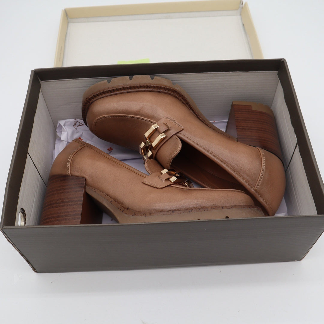 Patrizia by Spring Step Dajah Tan Platform Lug Sole Block Heel Loafers 38 7.5-8