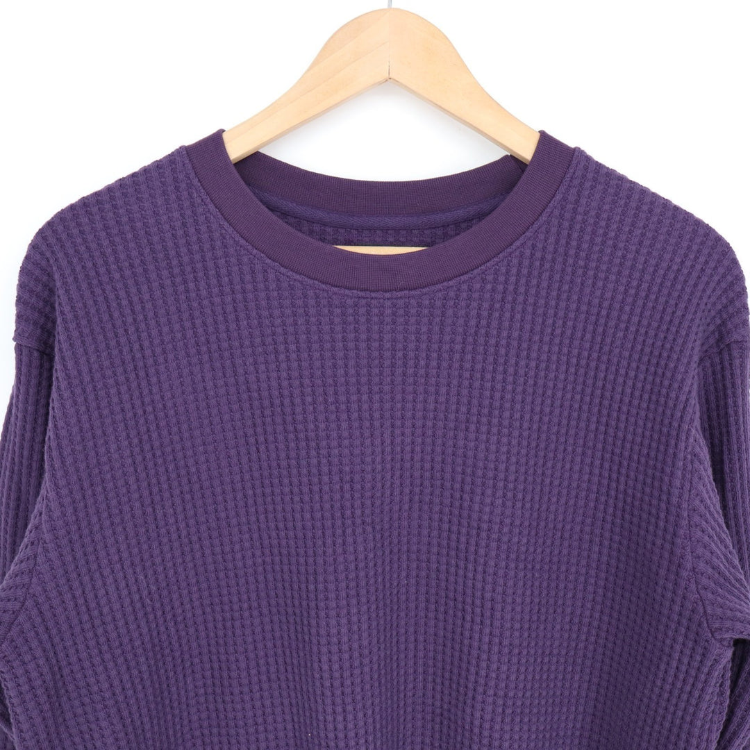 American Giant T-Shirt Mens Large Purple Waffle Knit Cotton Stretch Long Sleeve