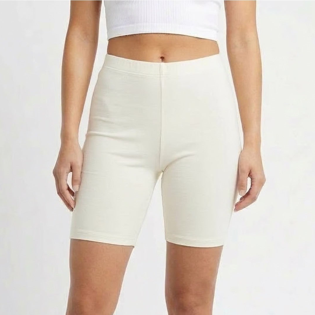 Naked Wardrobe Baby Mama Cream High Waisted Biker Shorts Small
