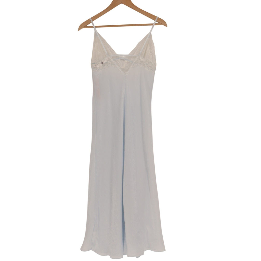 Linea Donatella Luxe Satin Bridal Lingerie Long Gown Women Small Blue Sleep Wear