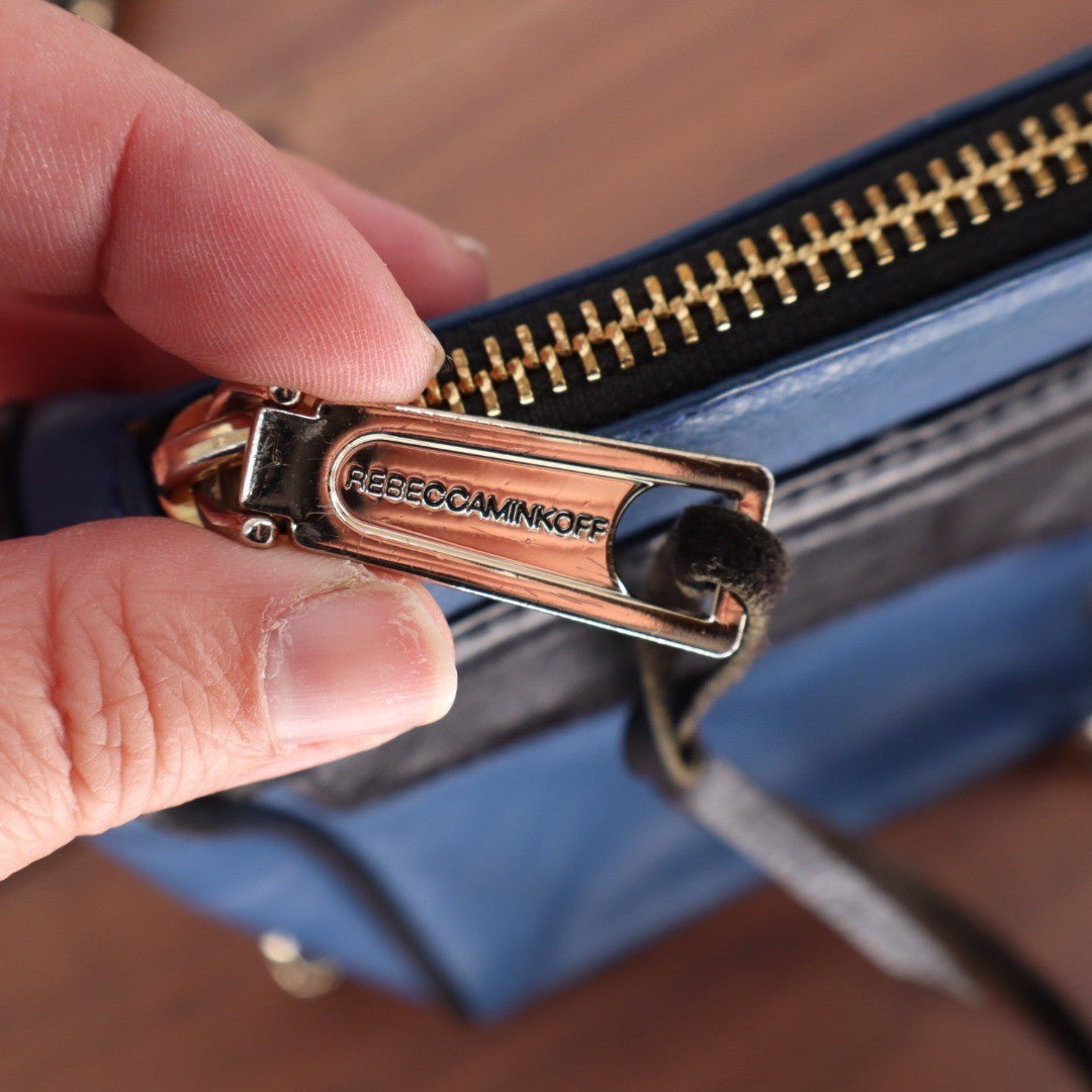 Rebecca Minkoff Blue Leather Studded Chain Shoulder Crossbody Bag