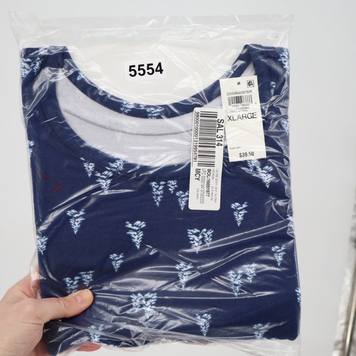 Charter Club Intimates Sleep Shirt XL Navy Blue Forest Stroll Pine Tree Knit New