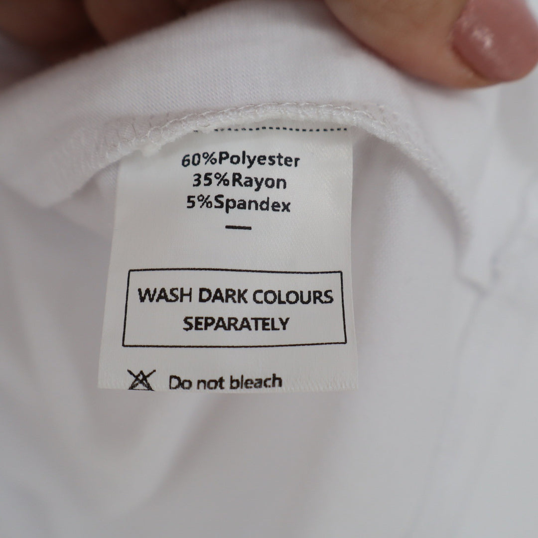 XIEERDUO Womens White V-Neck Short Sleeve Rolled Cuff T-Shirt Size S