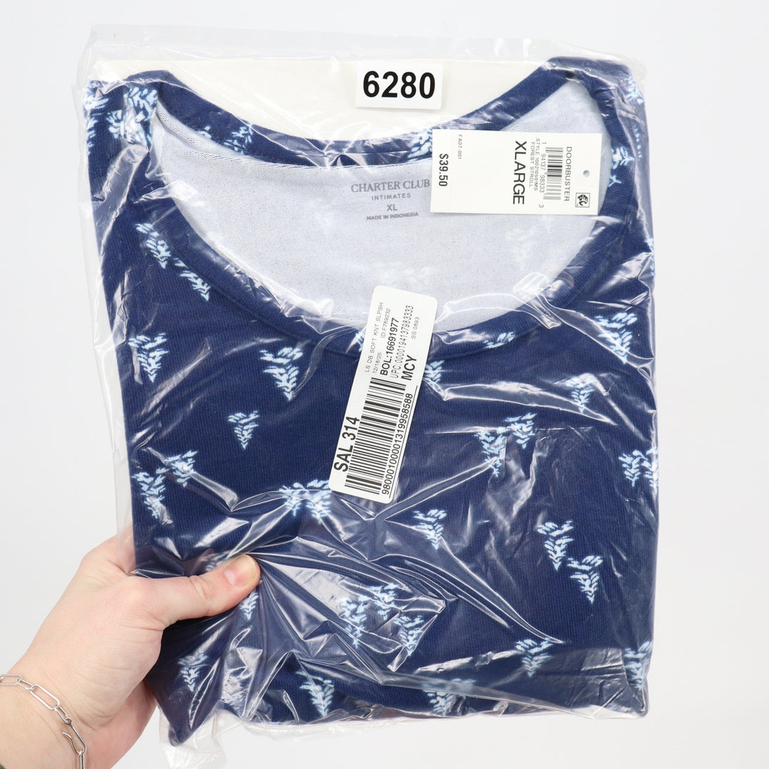 Charter Club Intimates Soft Knit Sleepshirt Forest Stroll Blue Tree Print XL NEW