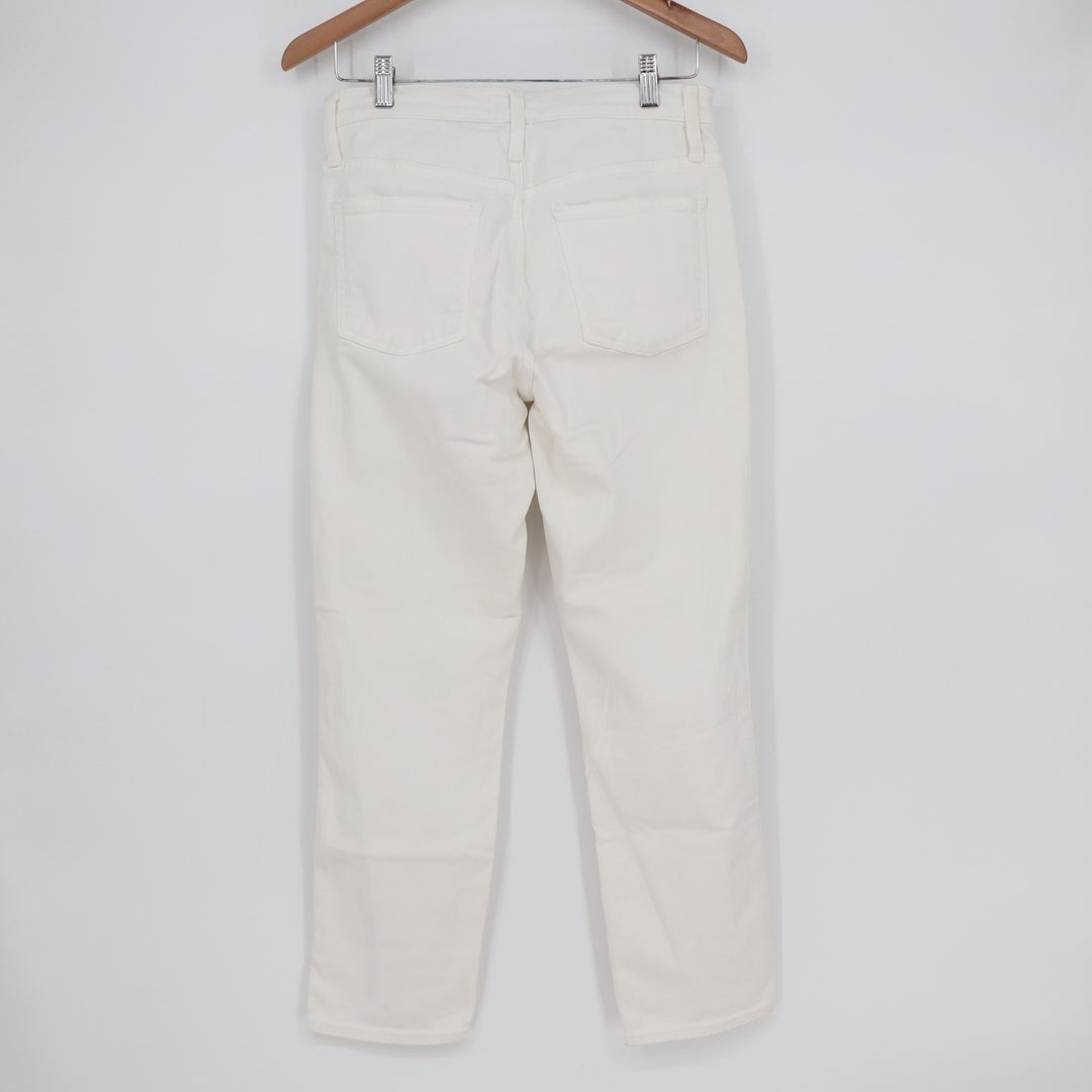 J. Crew Straight Leg Jeans Womens 27 White Denim Cotton Stretch Button Exposed