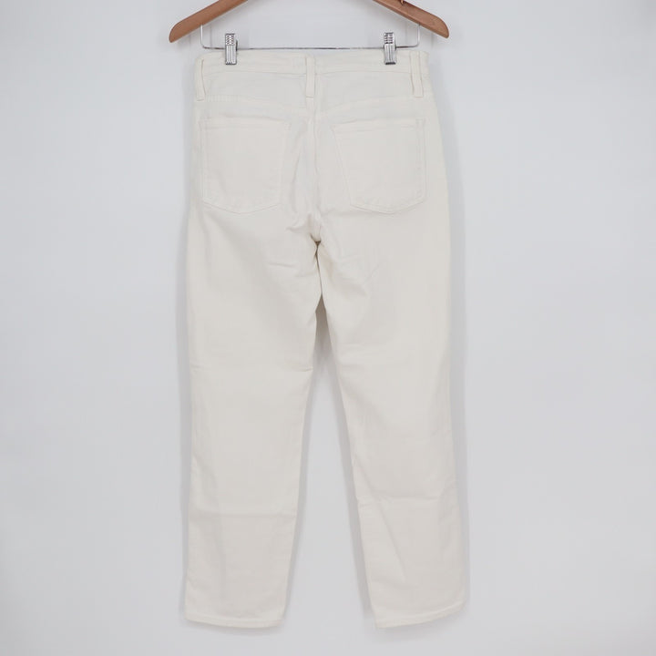 J. Crew Straight Leg Jeans Womens 27 White Denim Cotton Stretch Button Exposed