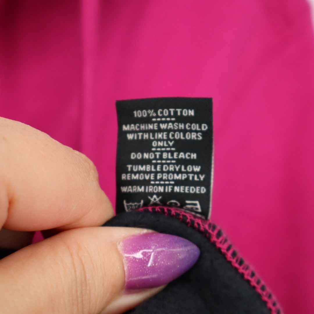 American Giant Hoodie Womens Small Pink Black Logo Fleece Lined Cotton Full Zip