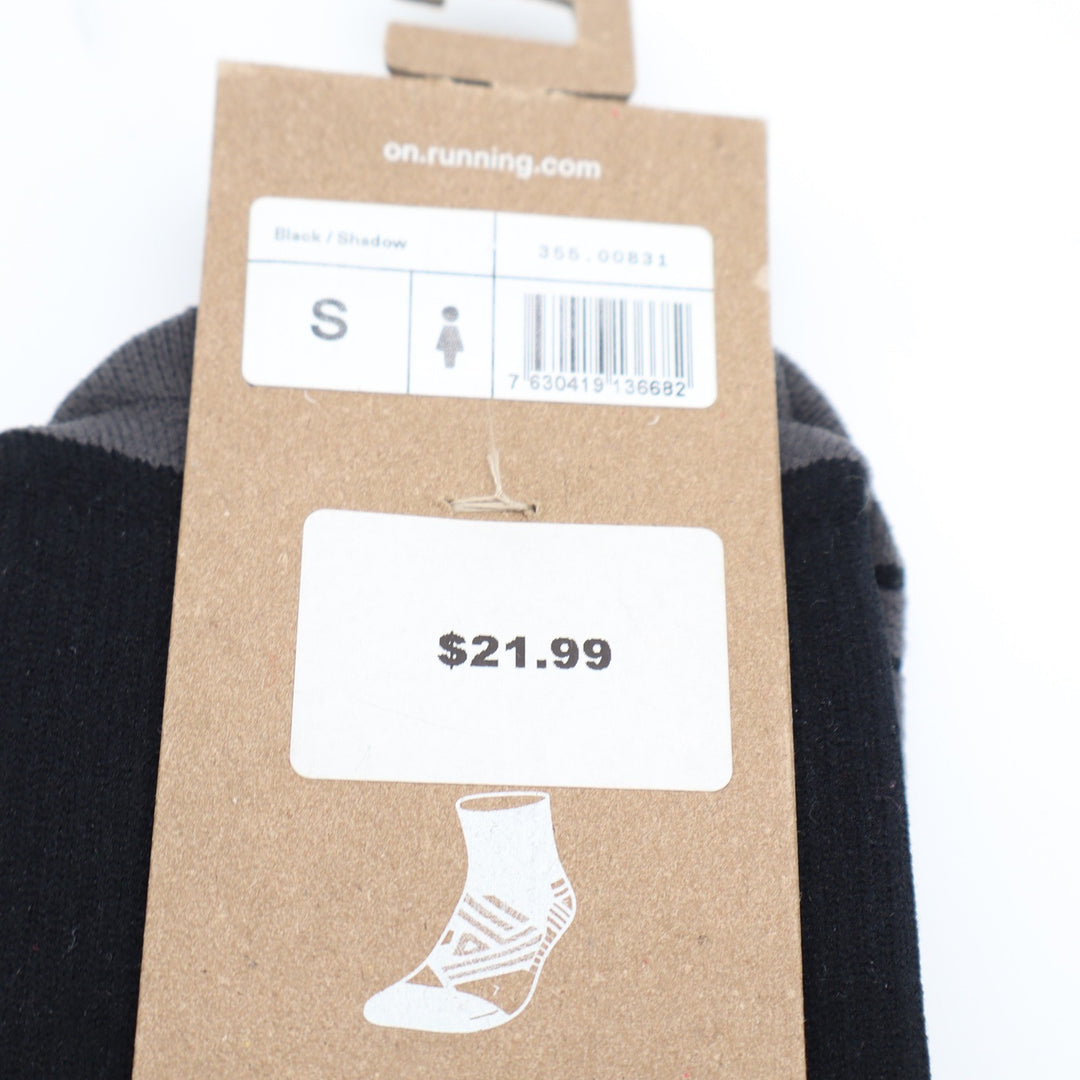 On Running Performance Mid Sock Black Shadow Womens Small 355.00831 NEW