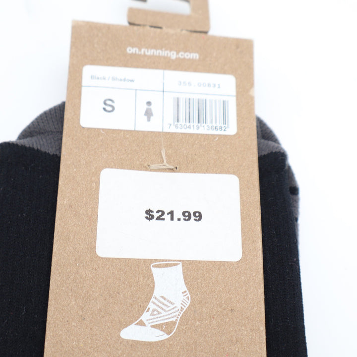 On Running Performance Mid Sock Black Shadow Womens Small 355.00831 NEW
