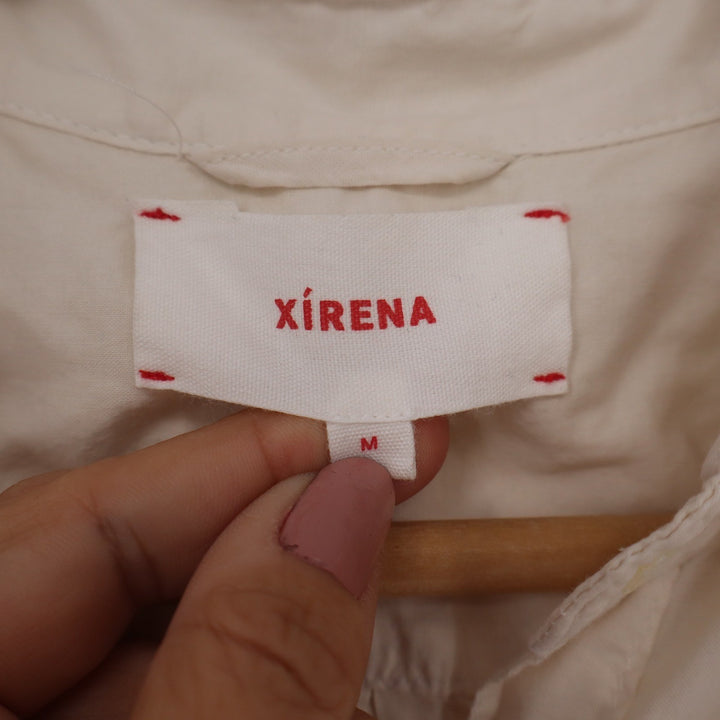 Xirena Beau Cotton Button Down Shirt Cream Ivory Long Sleeve Made in USA Size M
