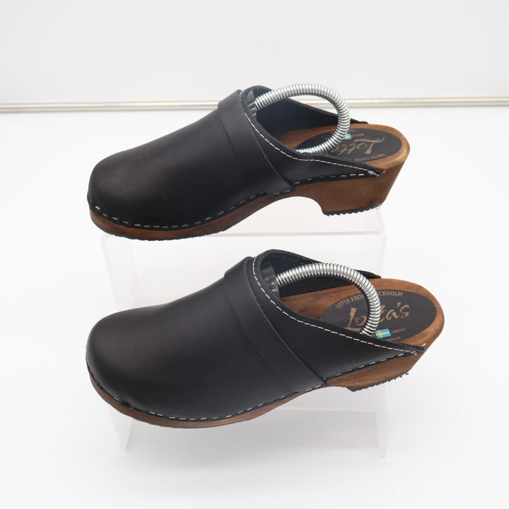 Lotta From Stockholm Classic Clogs Womens EU 39 Black Leather Round Neck Shoes