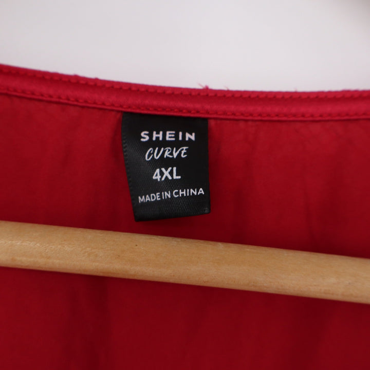 Shein Curve Red Satin Floral Lace Tie Front Maxi Nightgown Robe Plus Size 4XL