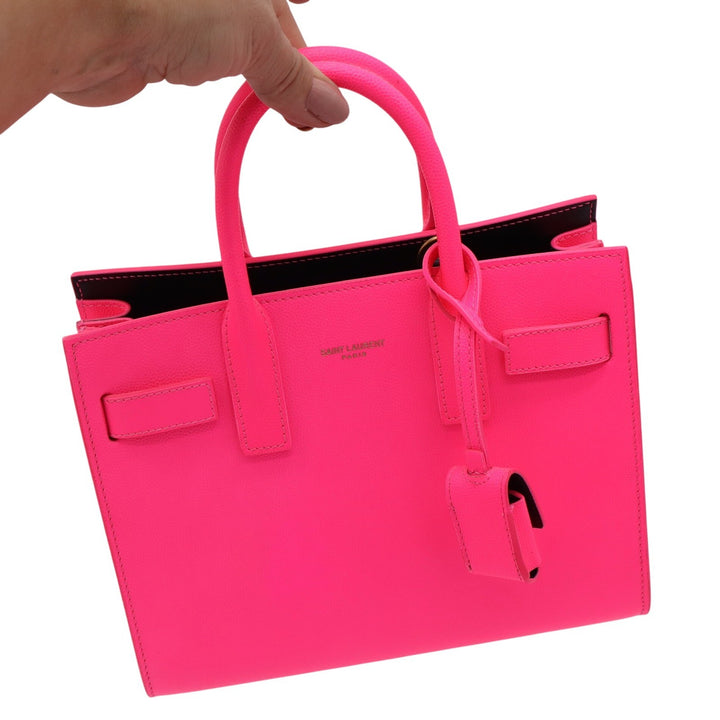 Saint Laurent Nano Sac De Jour Pink Glo Grained Leather Handbag